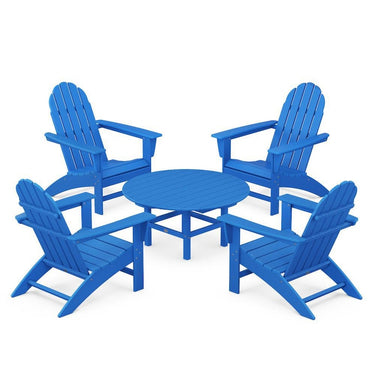 POLYWOOD Vineyard 5-Piece Adirondack Chair Conversation Set - Pacific Blue